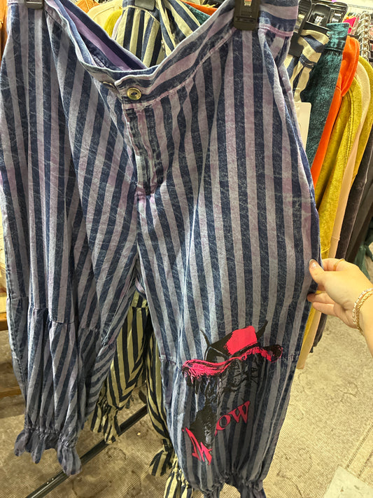 PURPLE STRIPED SMOKING CAT PANT