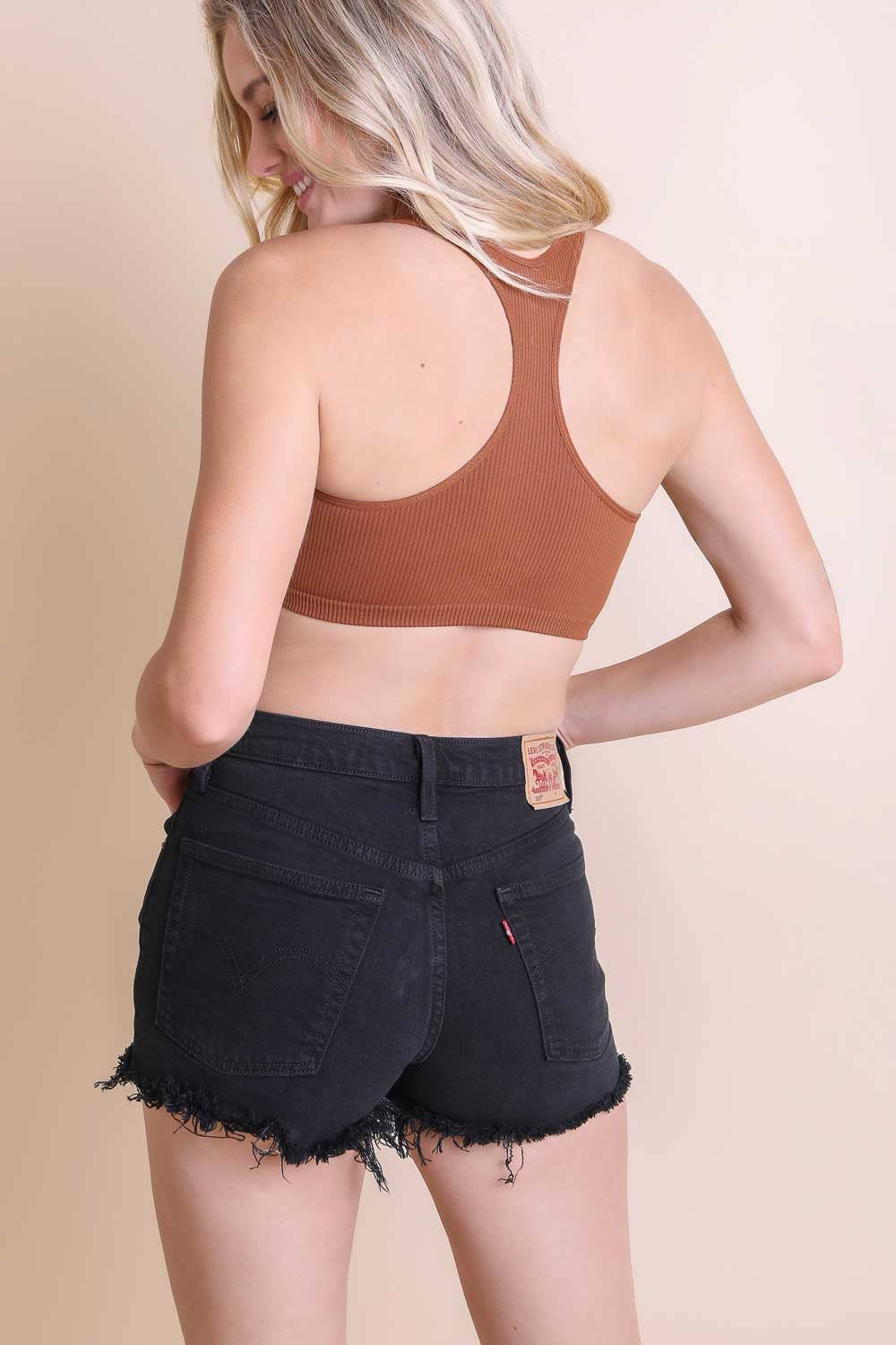 Copper Ribbed Racer Back Bralette