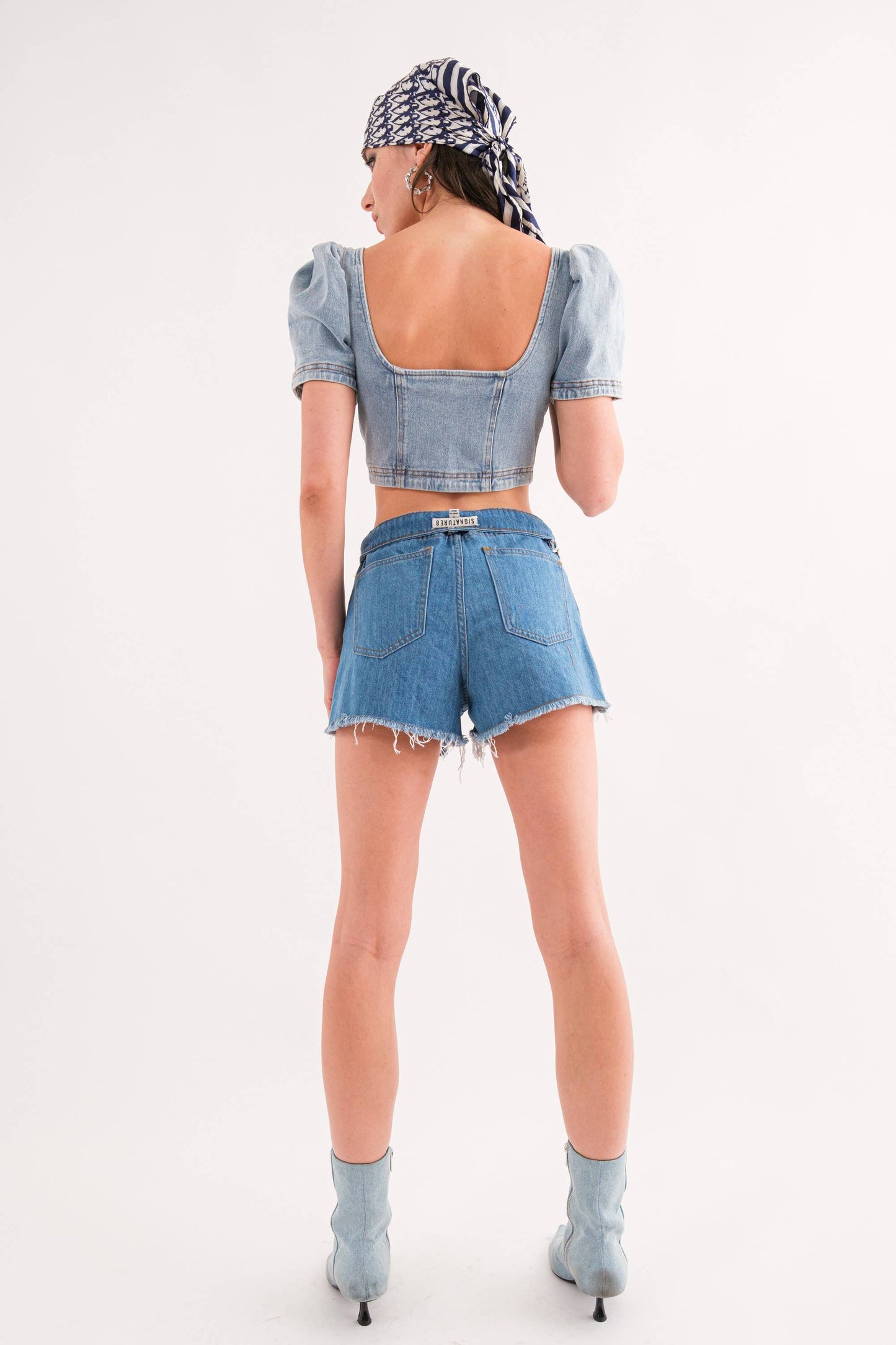 Color Block Denim Shorts