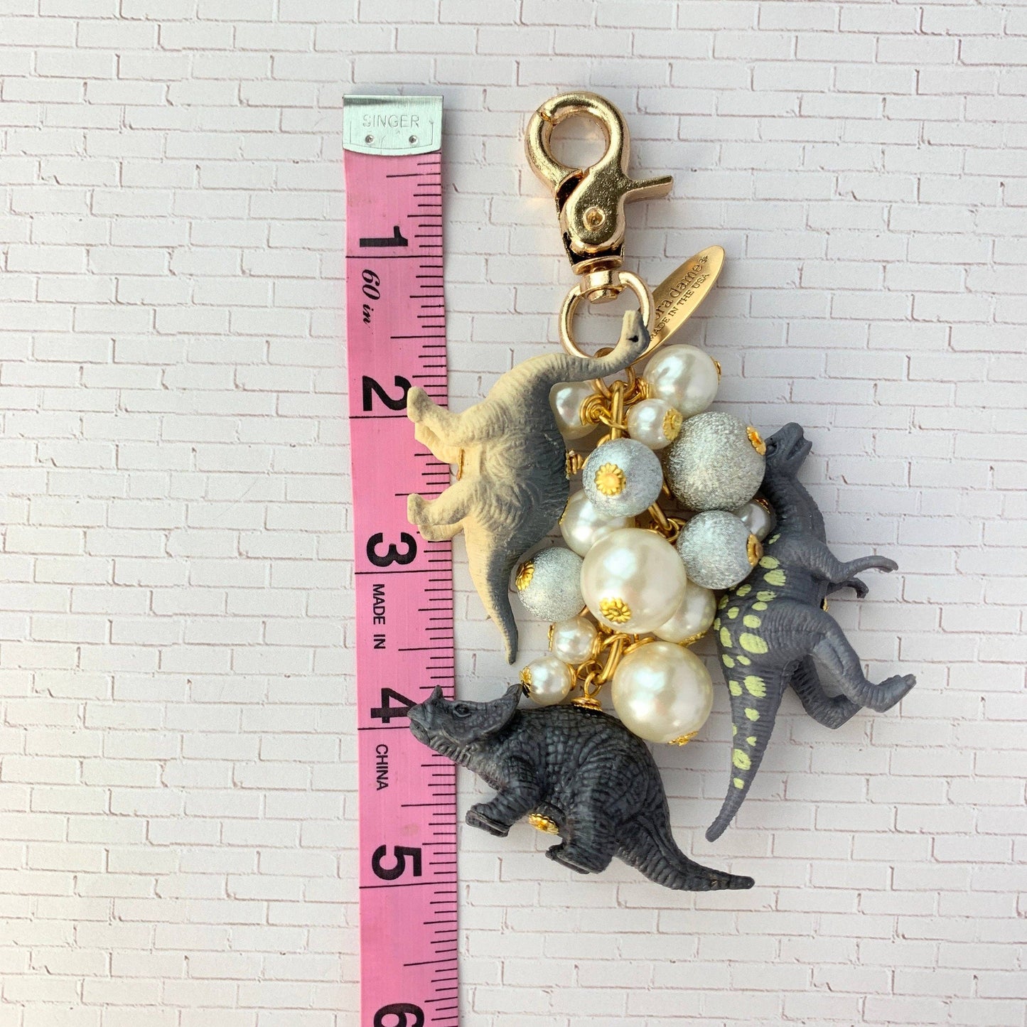 Favorite Dinosaur Bag Charm & Keychain in Slate