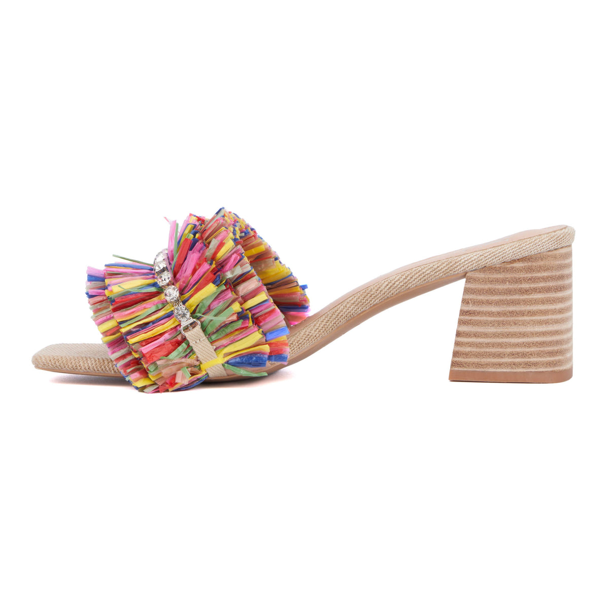 Multi Color Rhinestone Farah Block Heel Sandal