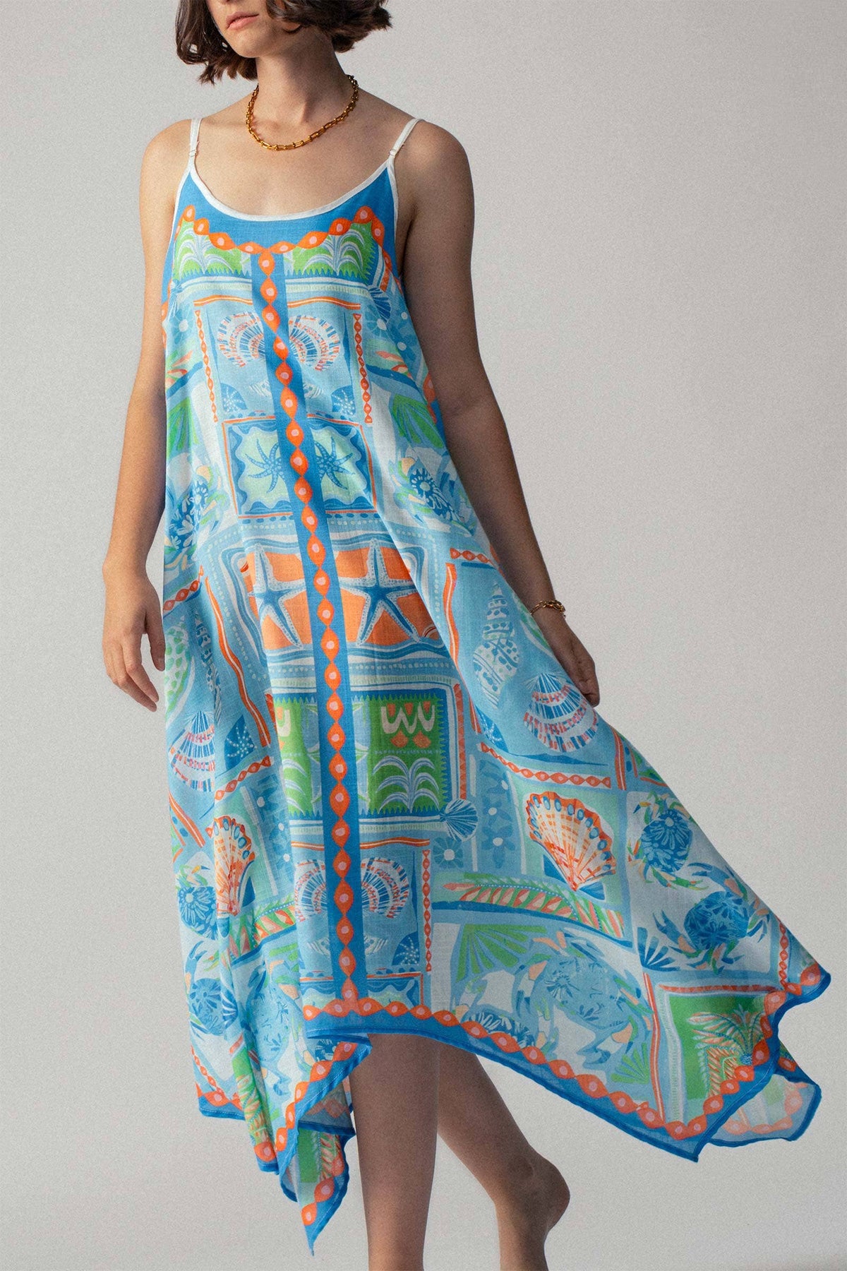 Ocean Breeze Handkerchief Hem Maxi Sundress