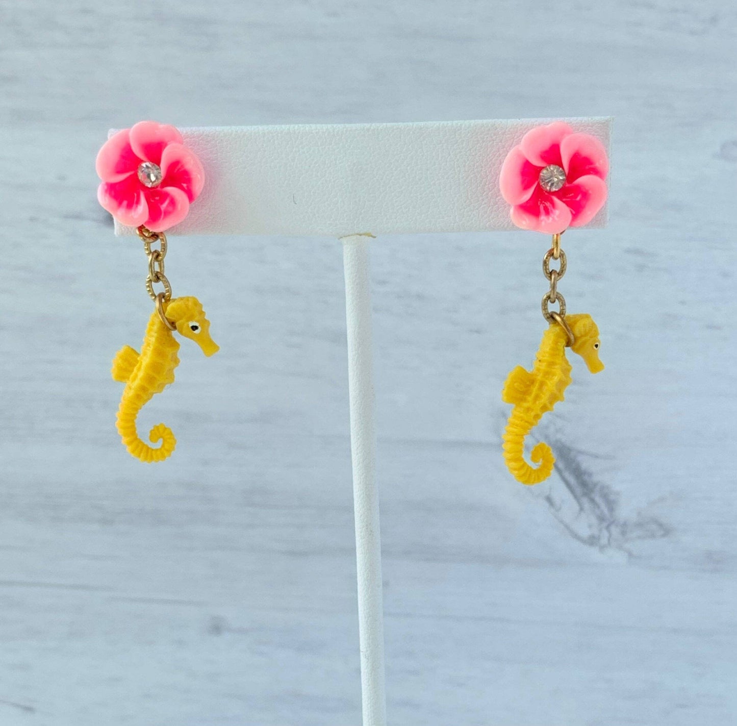 Coral Reef Seahorse Drop Earrings
