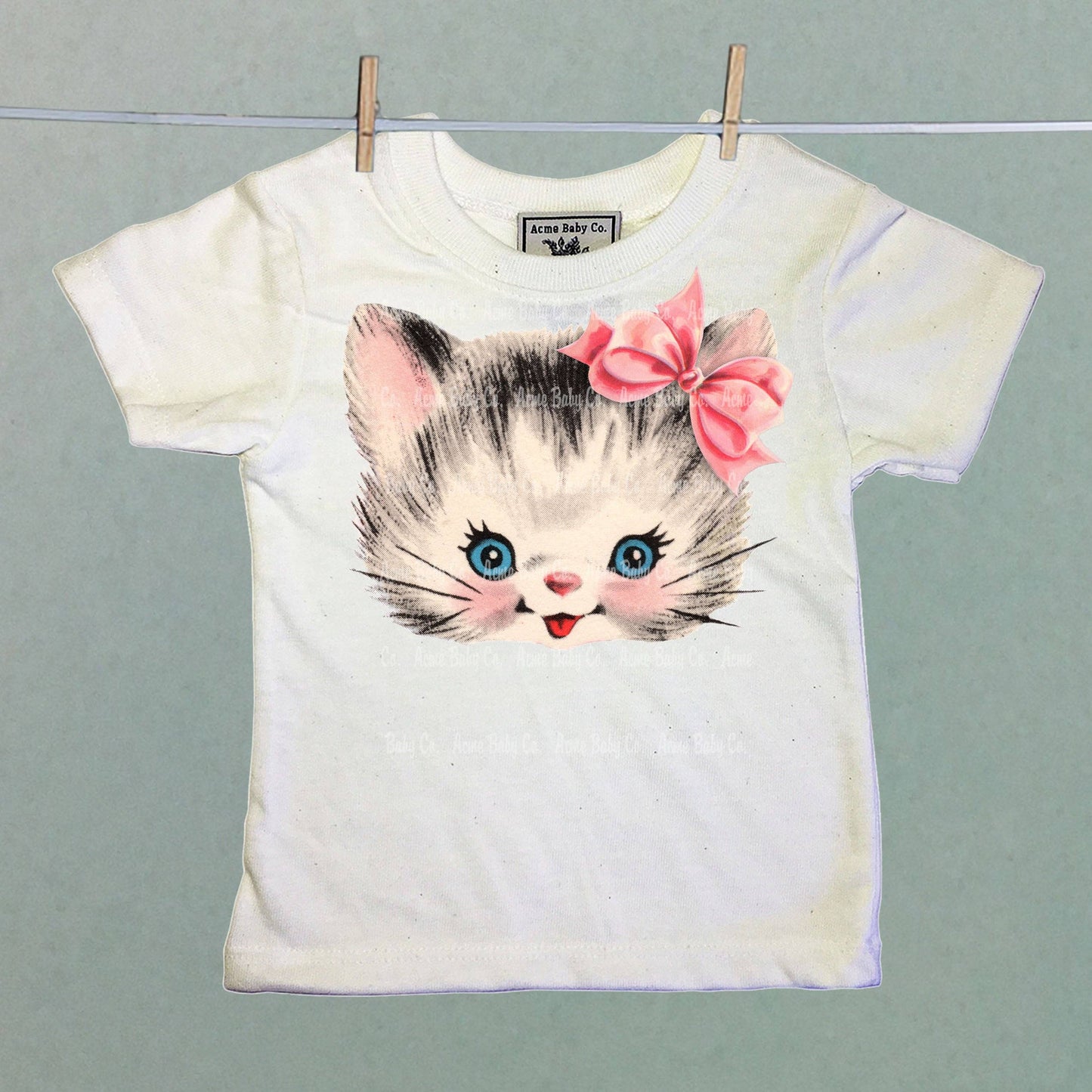 Kitschy Kitty with Pink Bow Organic Children's Shirt