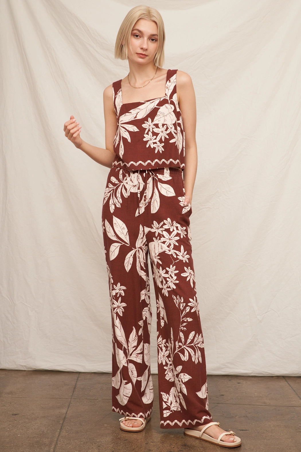 Chocolate and Cream Tropical Print Set