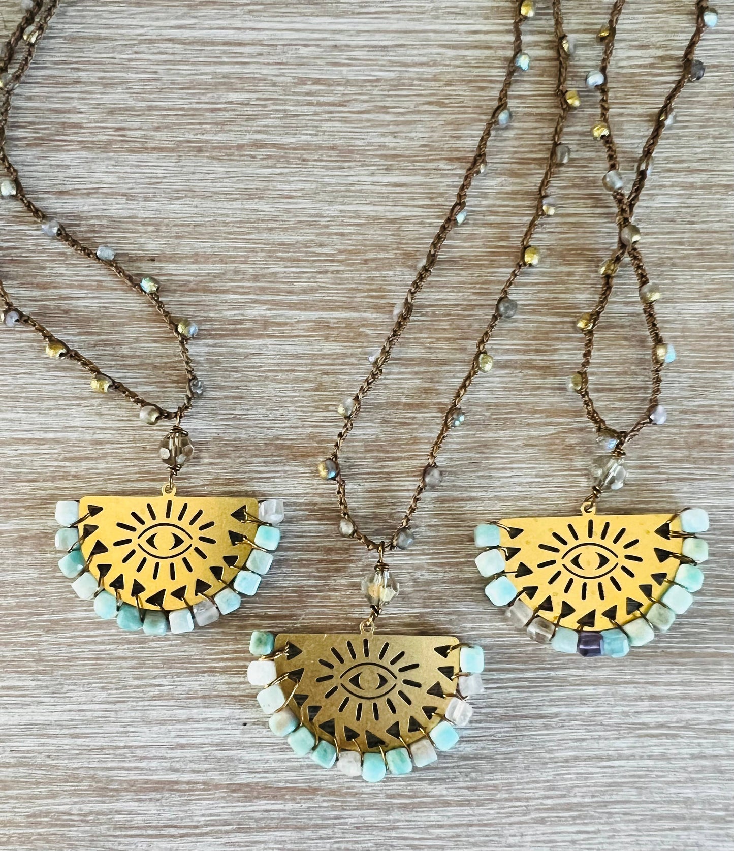 Eye Of Protection Necklace With Amazonite Stones