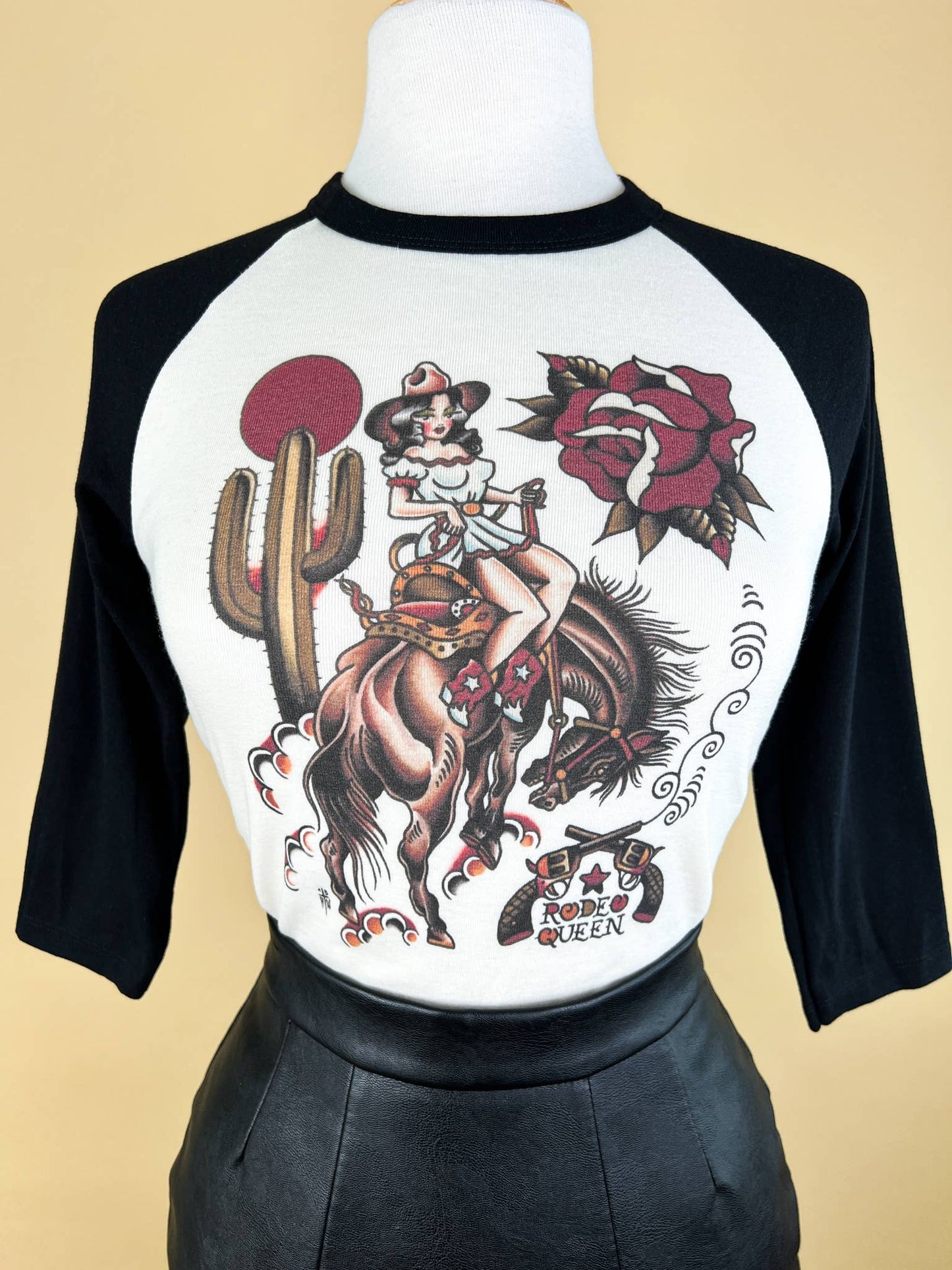 Rodeo Queen Cropped Baby 3/4 Raglan tee