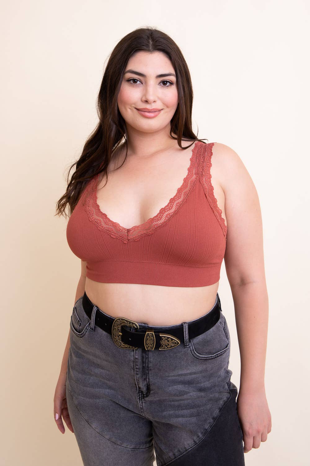 XL Lace Trim Padded Bralette