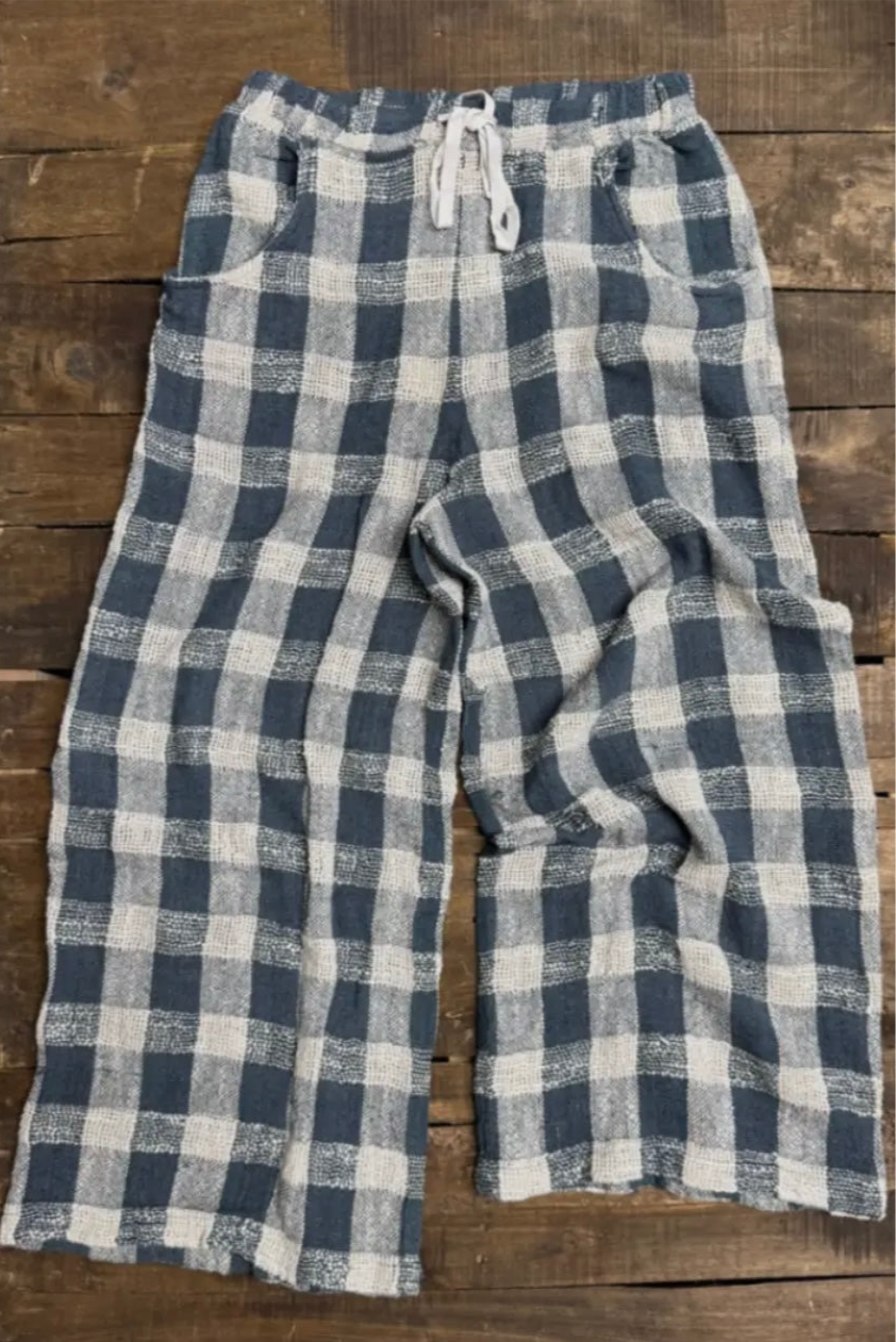 Weaving About Gingham Pants- Navy