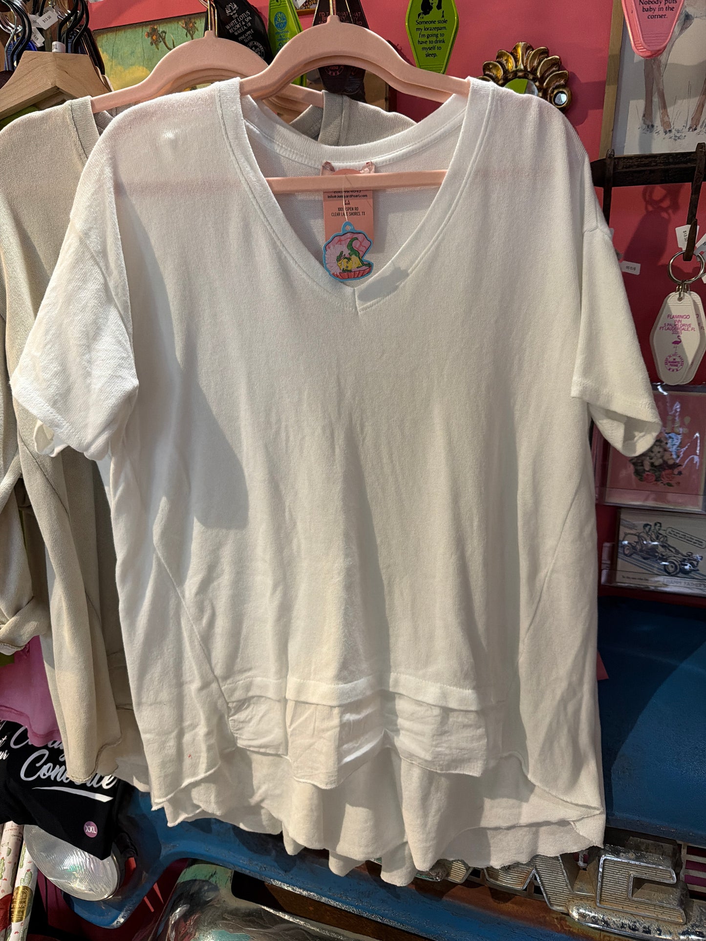 White Stone Wash V-Neck T-Shirt