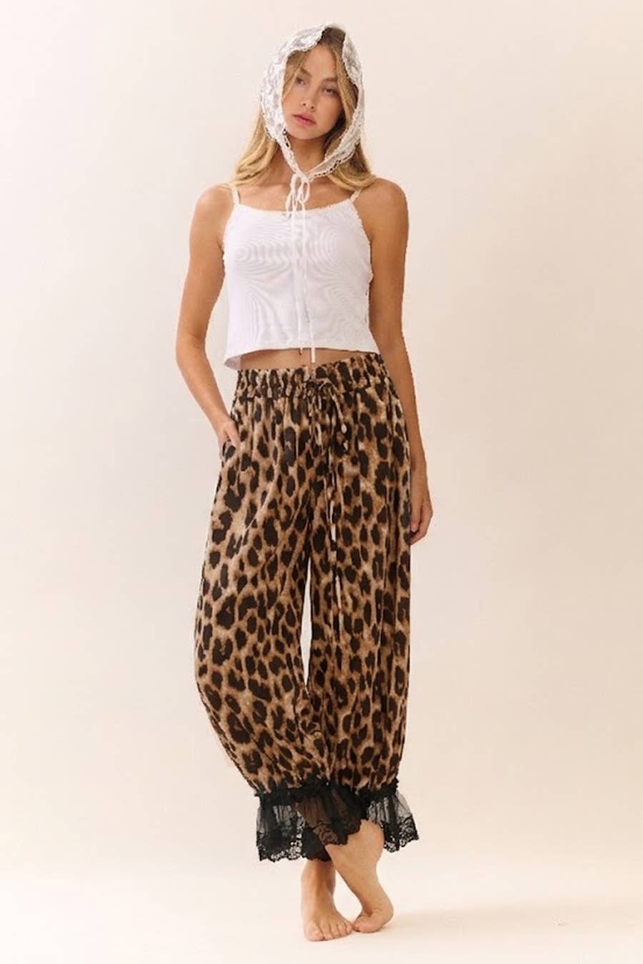 Leopard Printed Wide Leg Bloomer Pants