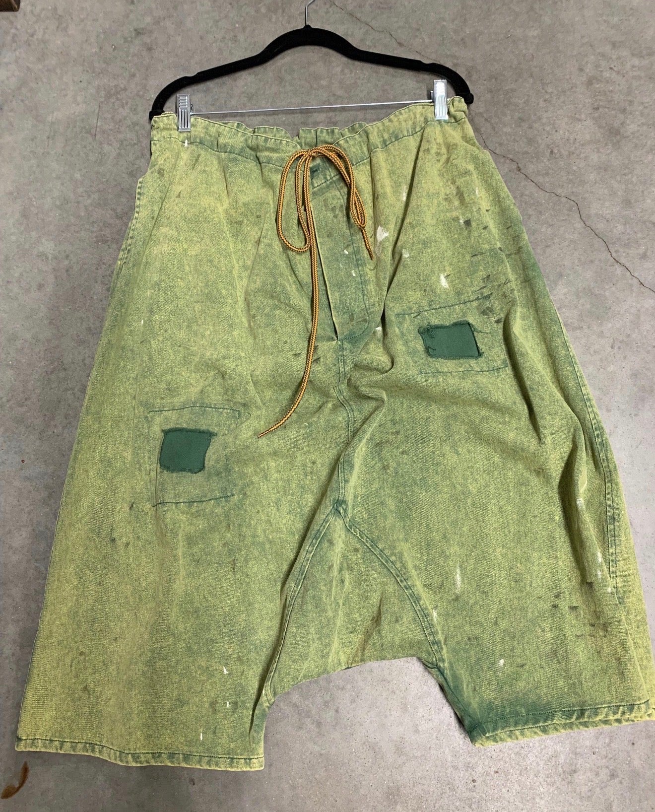Army green earth song denim harem pants