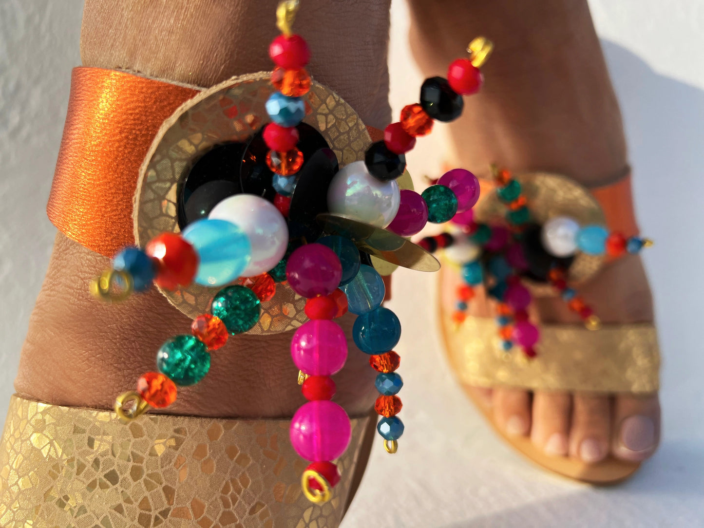 LENOR Embellished slide flat sandals