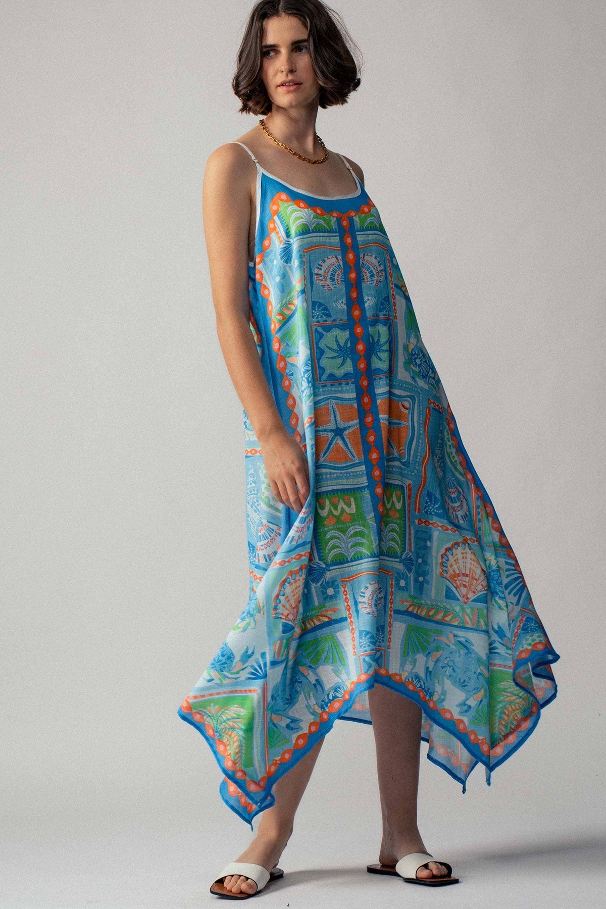 Ocean Breeze Handkerchief Hem Maxi Sundress