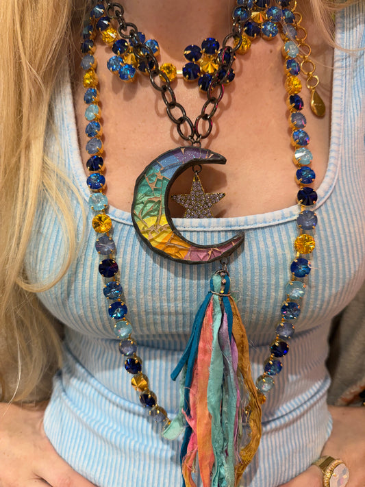 Stained Glass Moon Necklace