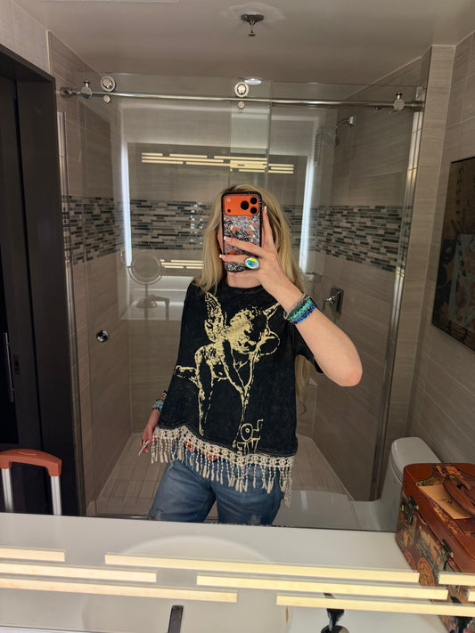 Black Cherub Tassel T-Shirt