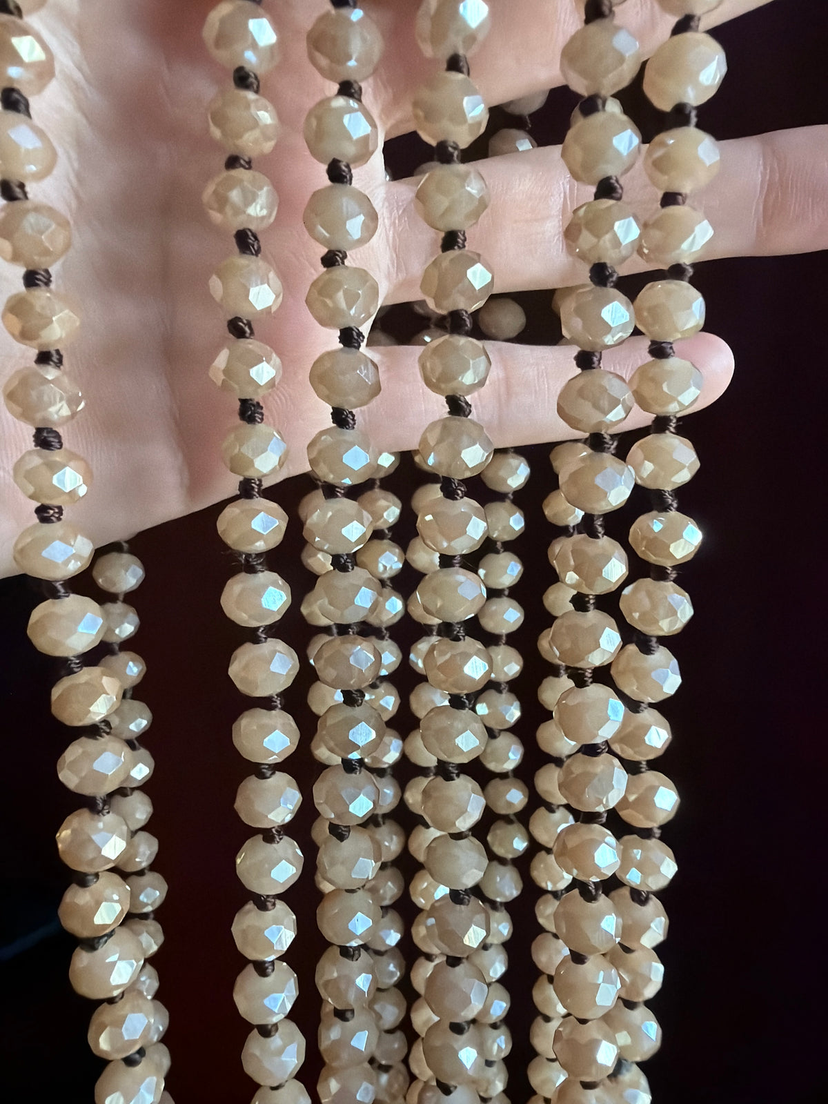 36” Beige Long Bead Necklace