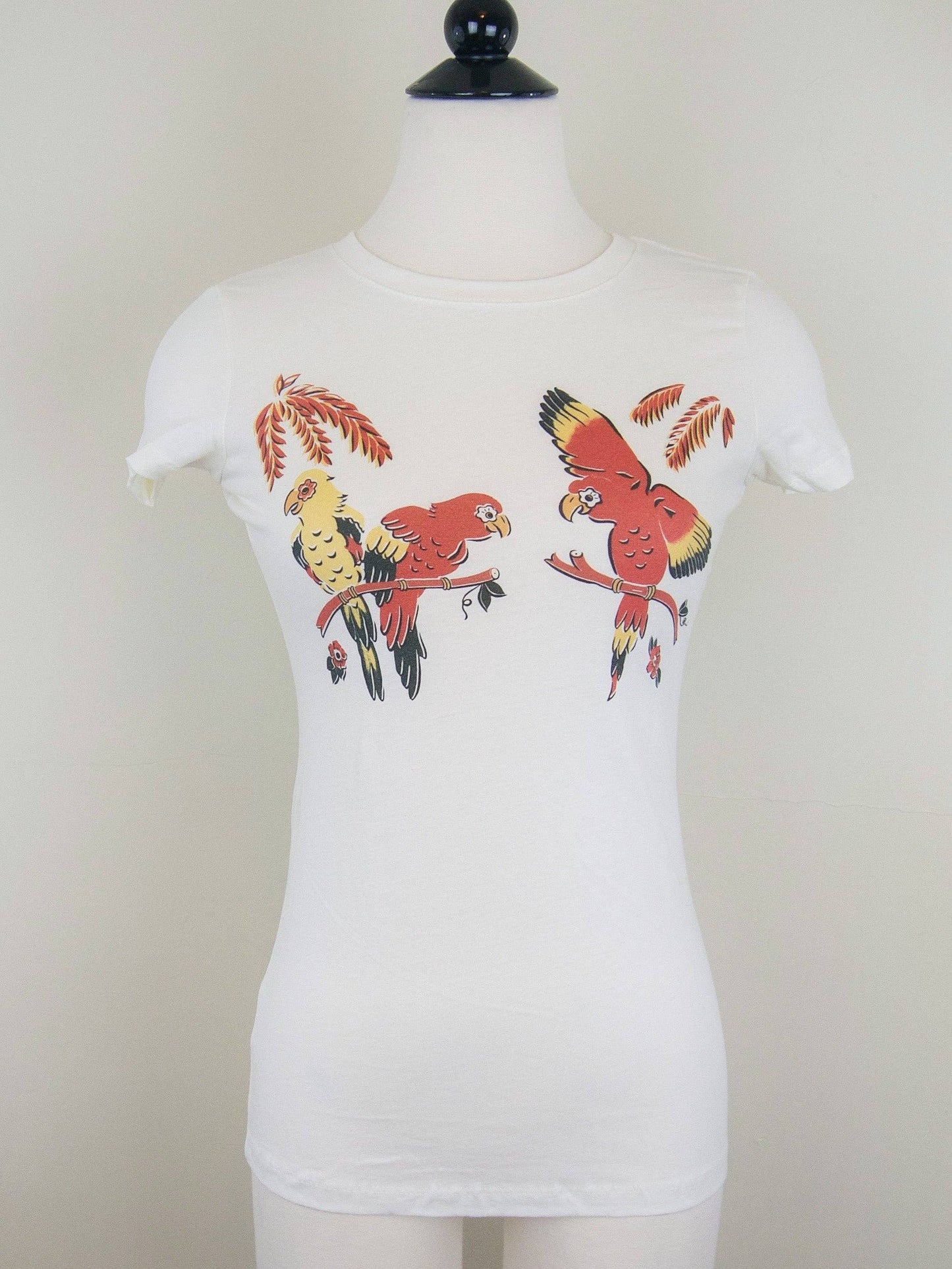 Parrot Talk Vintage Fitted Tee in Ivory