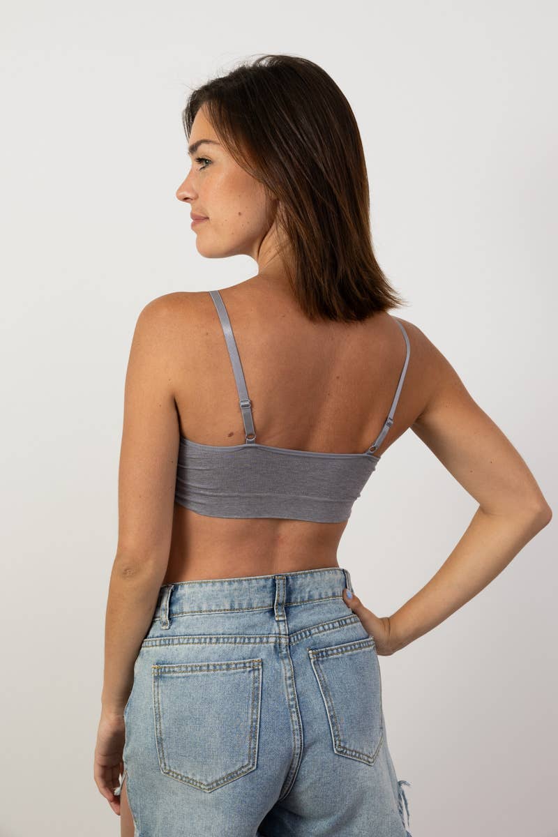Ultra Soft Lace Trim Ribbed Padded Seamless Bralette