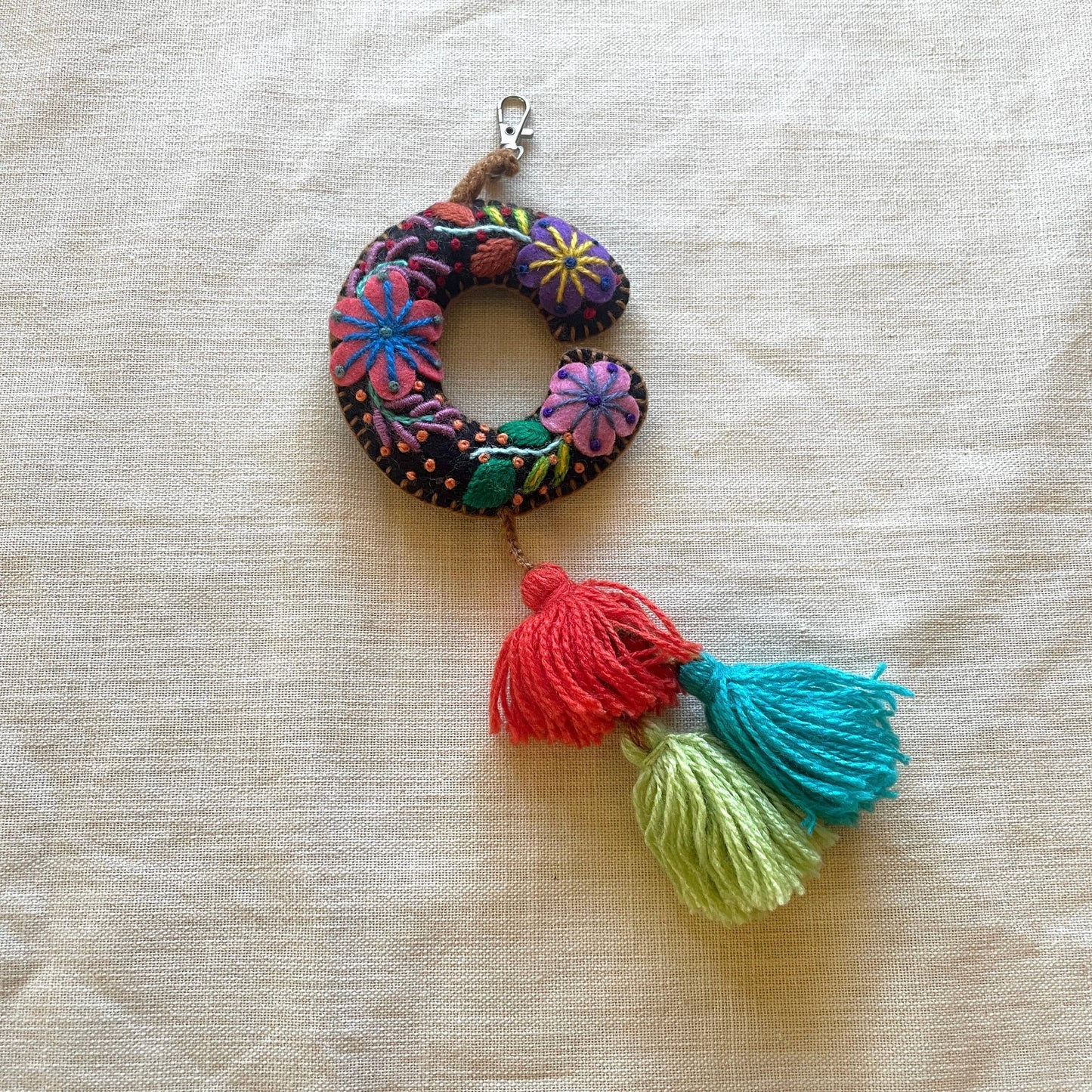 C - Hand Embroidered Keychain, Peru