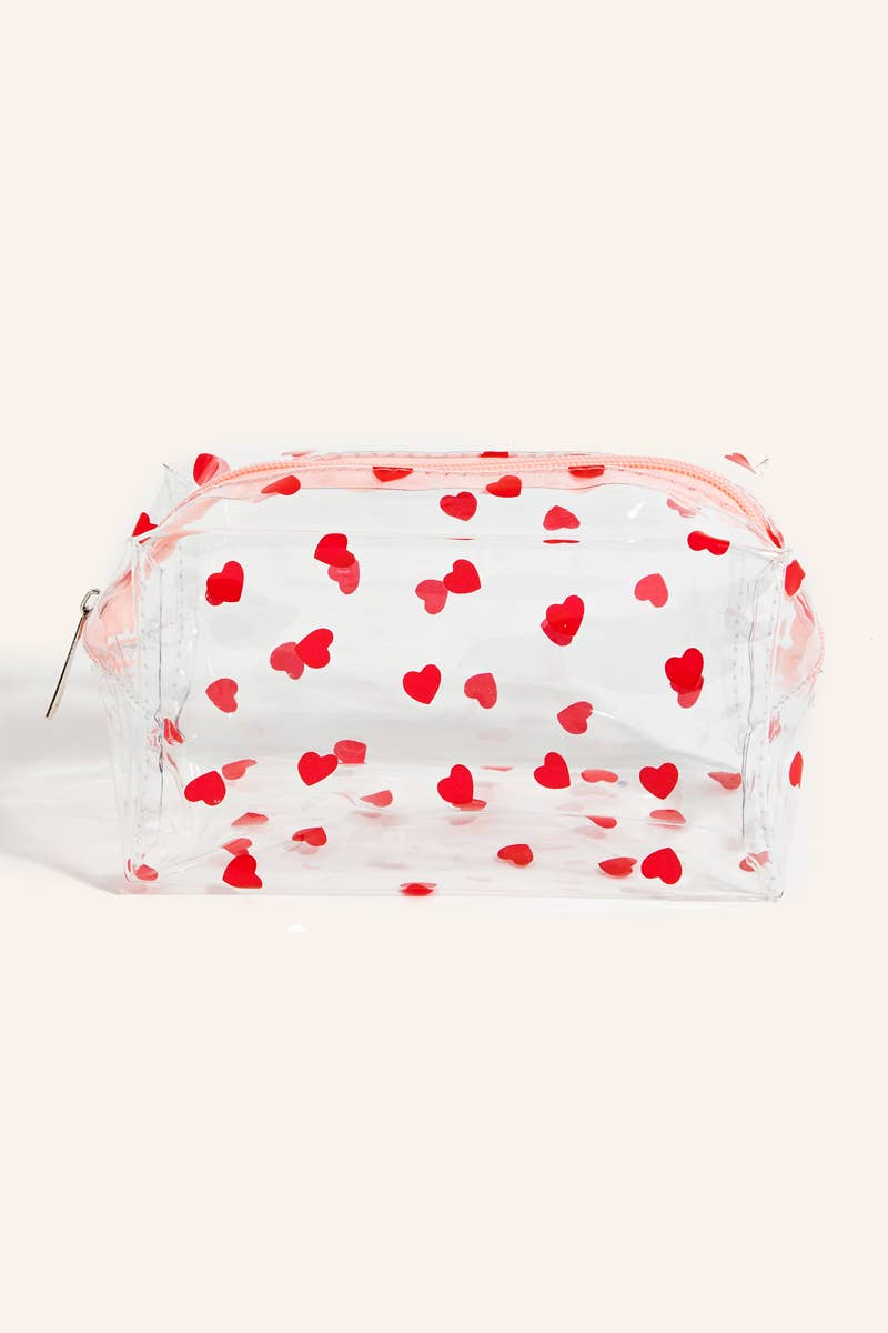 Clear Patterned Vinyl Cosmetic Bag