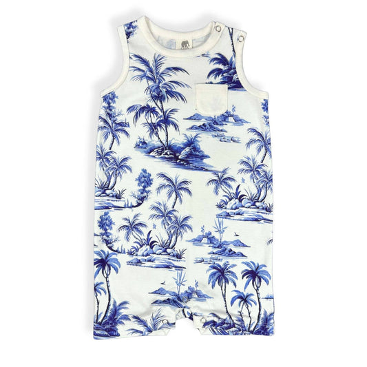 Baby Tank Romper - Tropical Toile