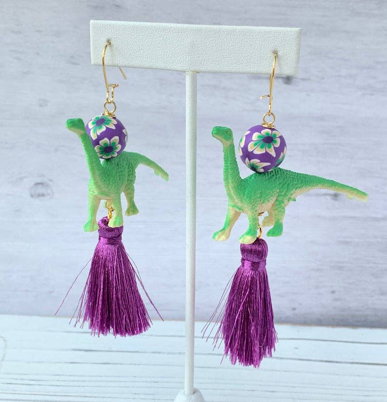 The Billie Brontosaurus Tassel Earrings