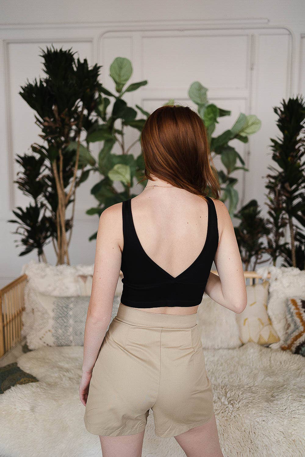 Black Reversible Plunge Seamless Longline Brami