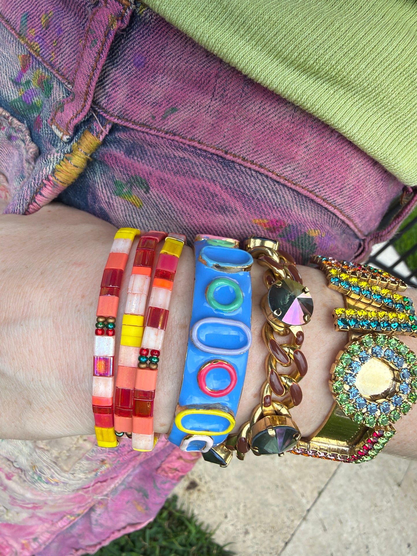 Red Yellow Stretch Bracelet