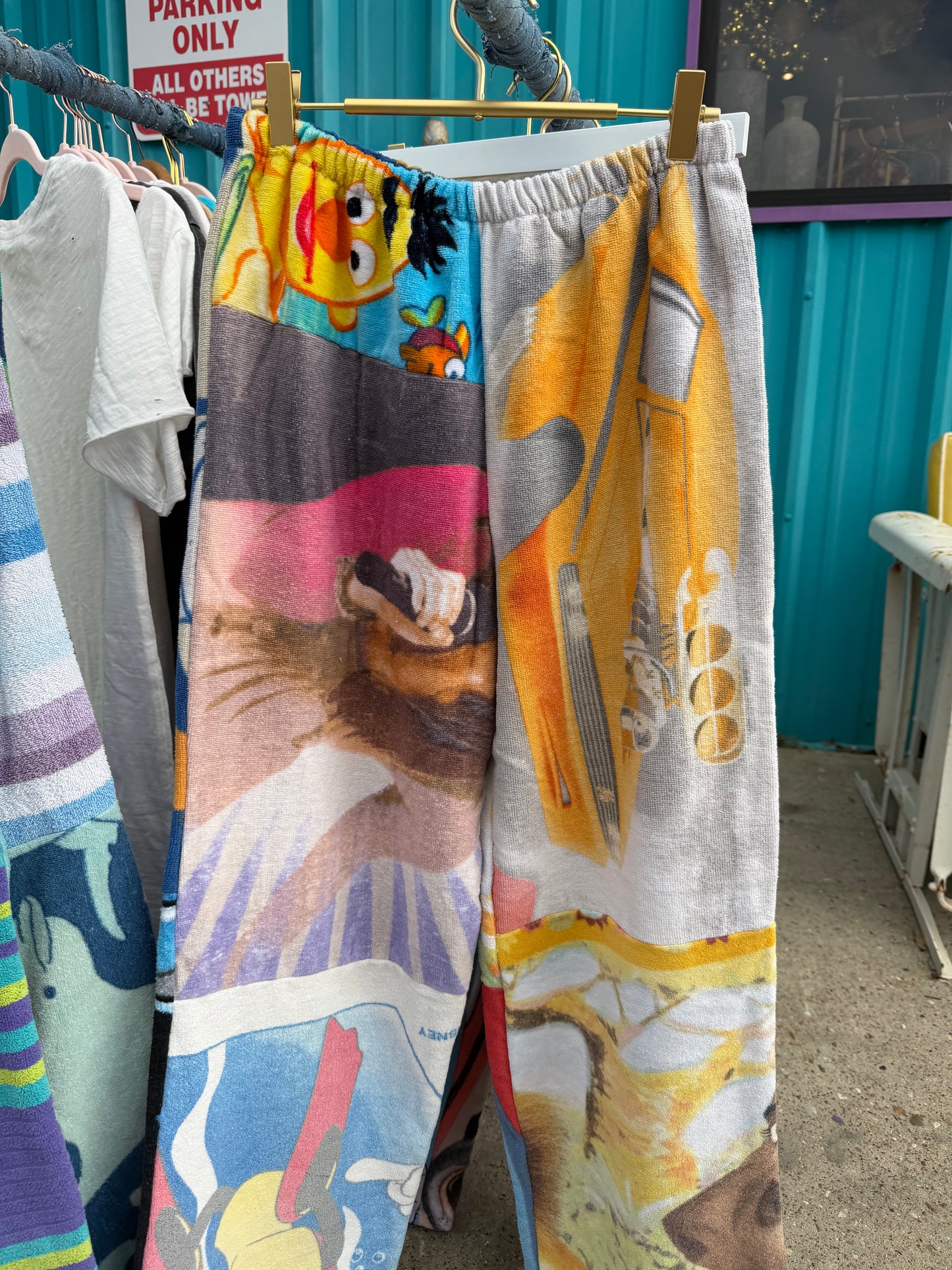 Cartoon BeachTowel Patchwork Pants