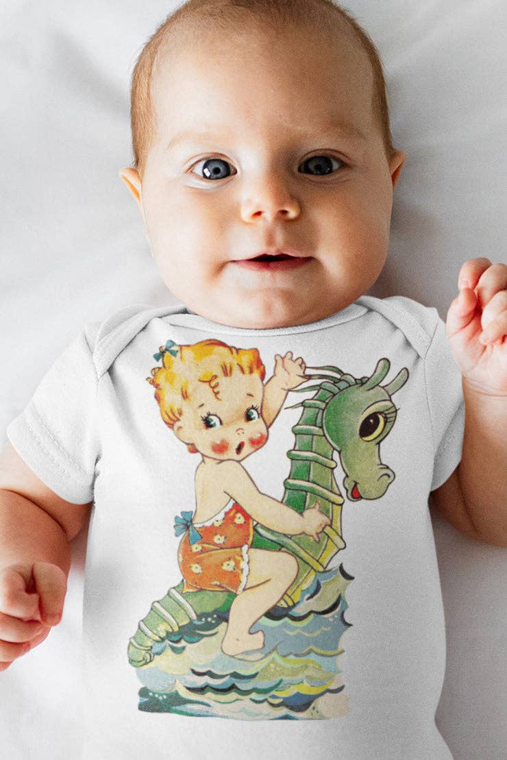 Seahorse One Piece Baby Bodysuit