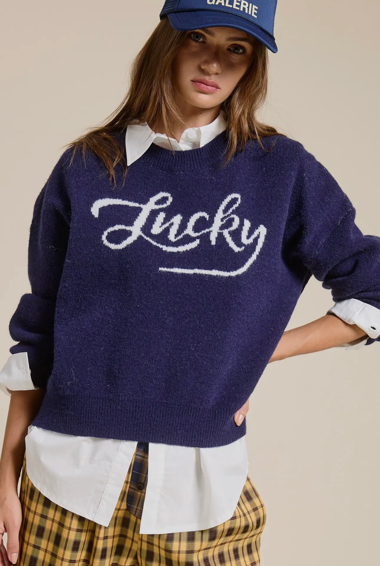Lucky Graphic Navy Crewneck Sweater