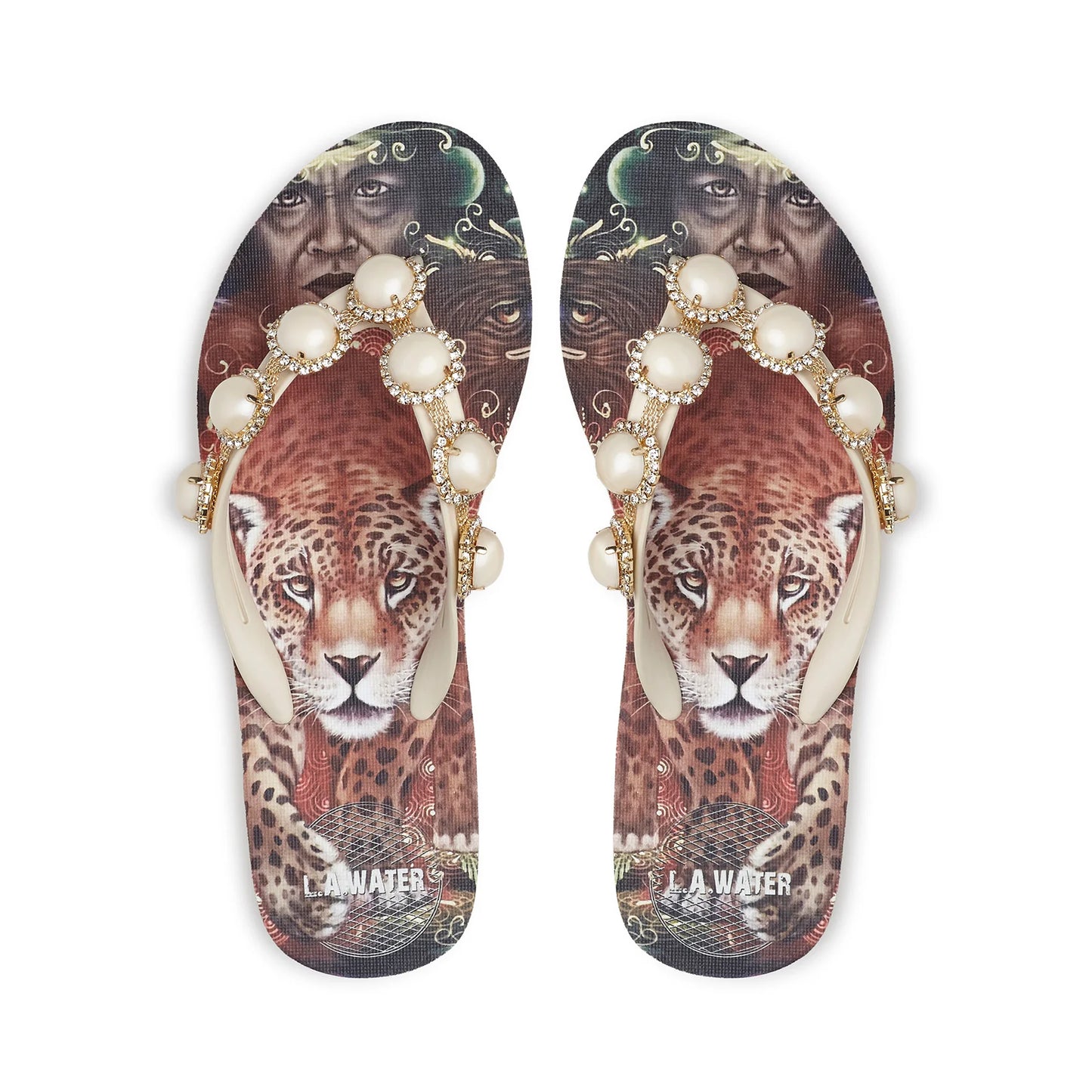 White Shipibo Sandals