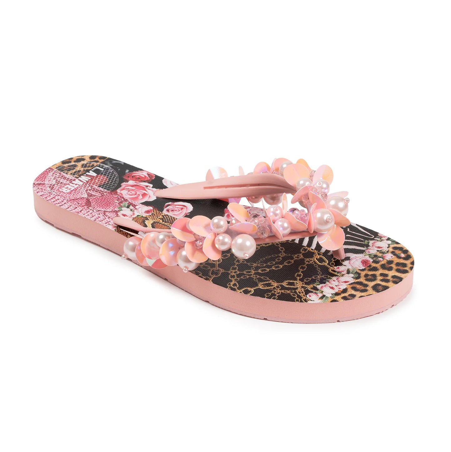 Pink Leopard Zebra Patch slippers