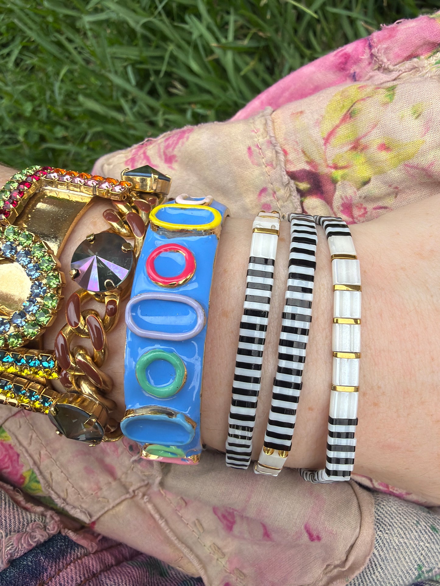 Black and white Stretch Bracelet
