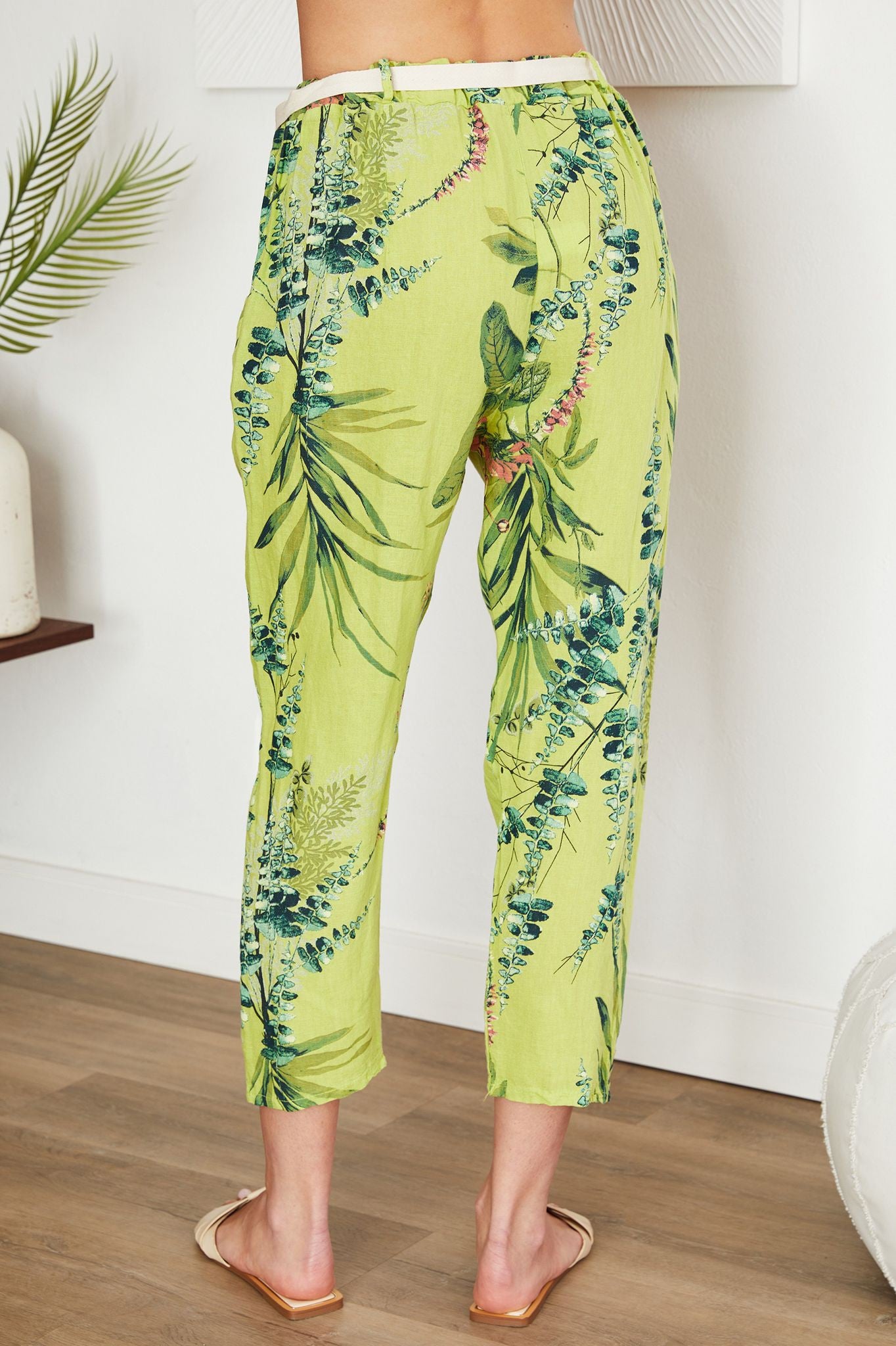 Linen Lime Tropical Pants
