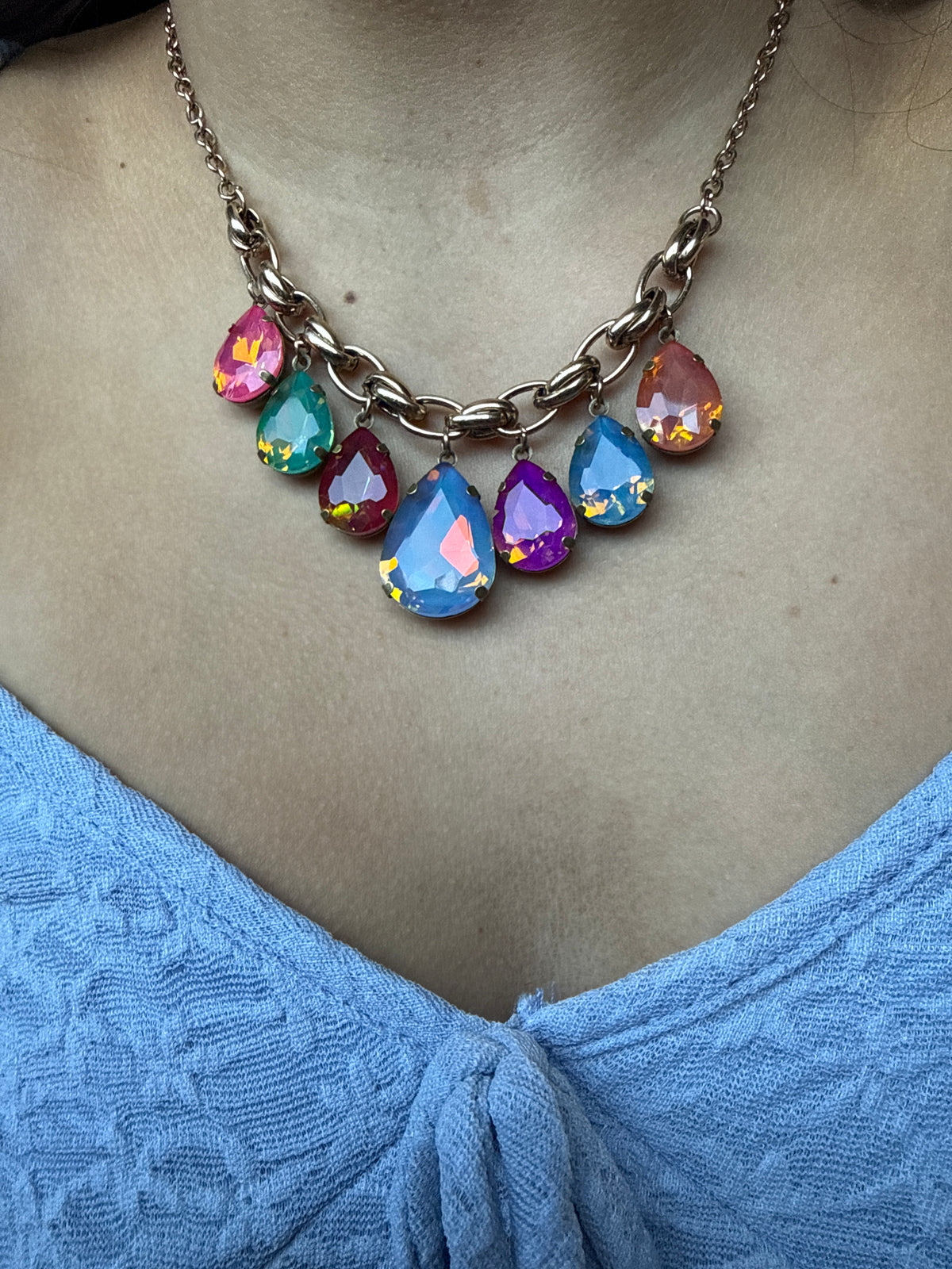 Mini Gem stone charm necklace