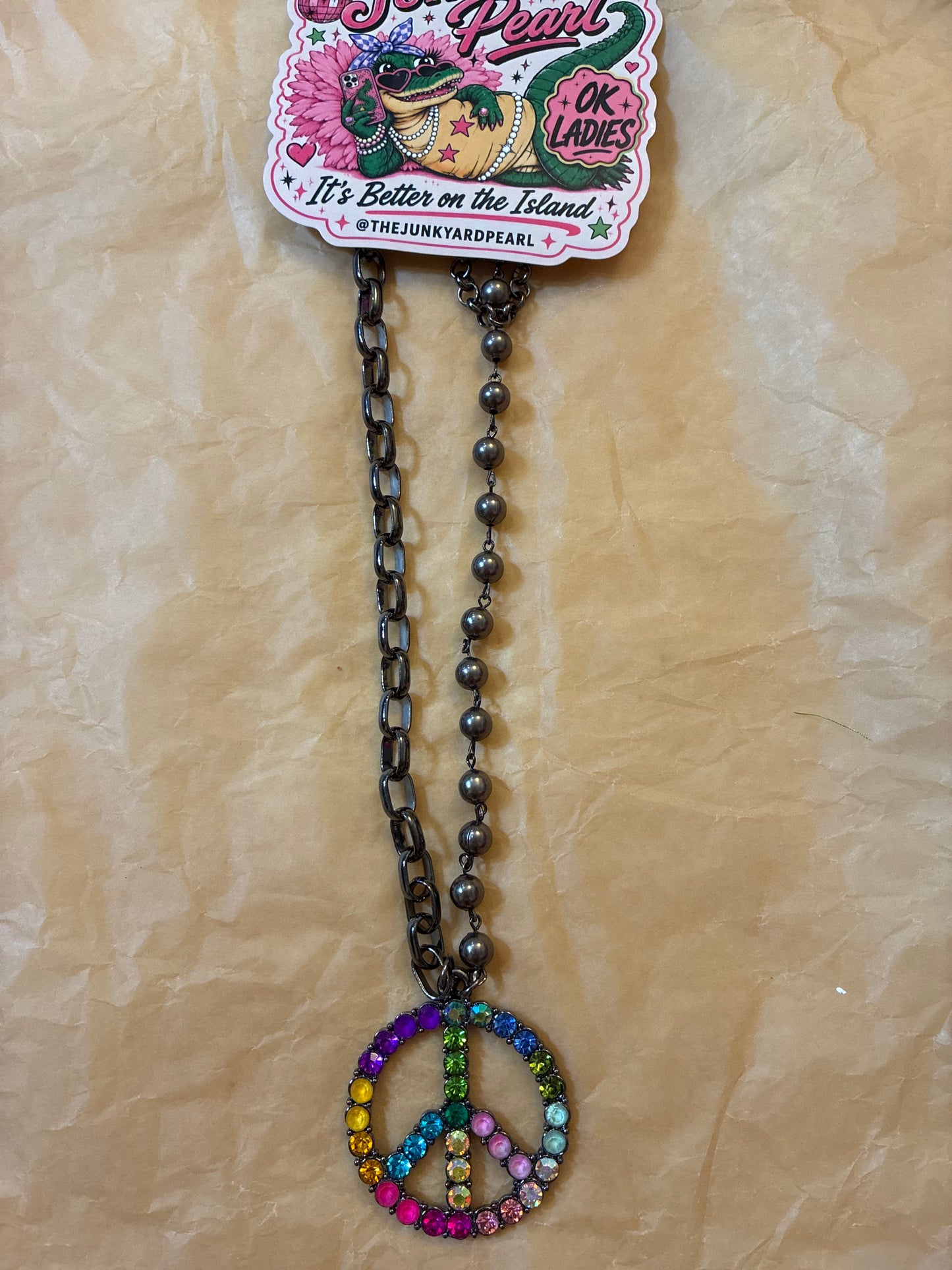 Multi Color Peace Sign Necklace