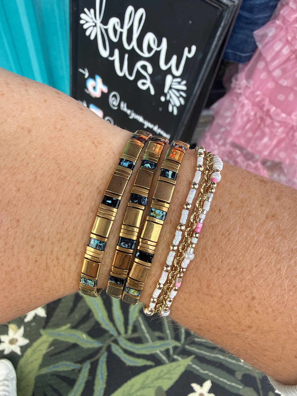 Blue and gold Stretch Bracelet