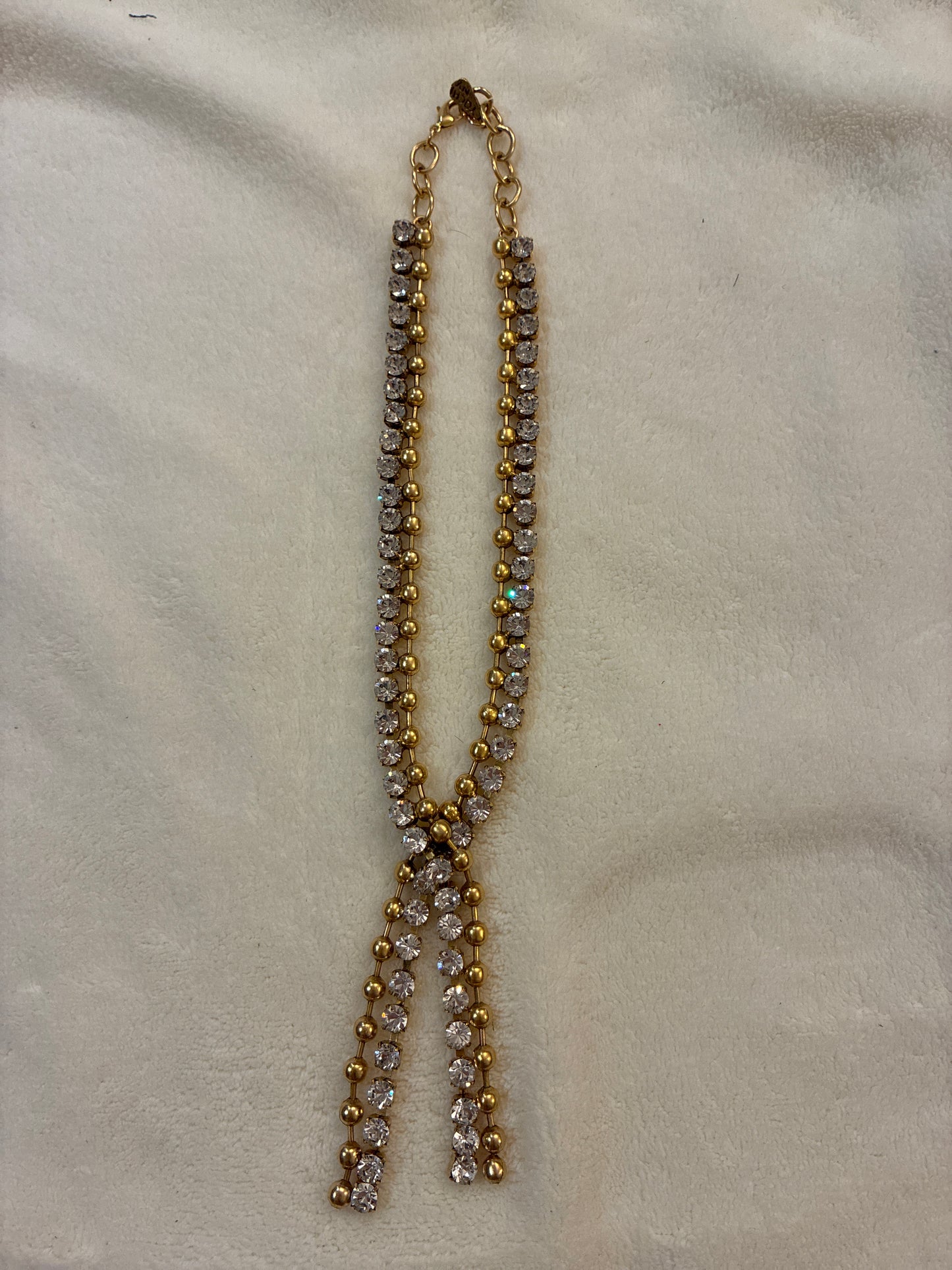 Gold Lariat Crystal Necklace
