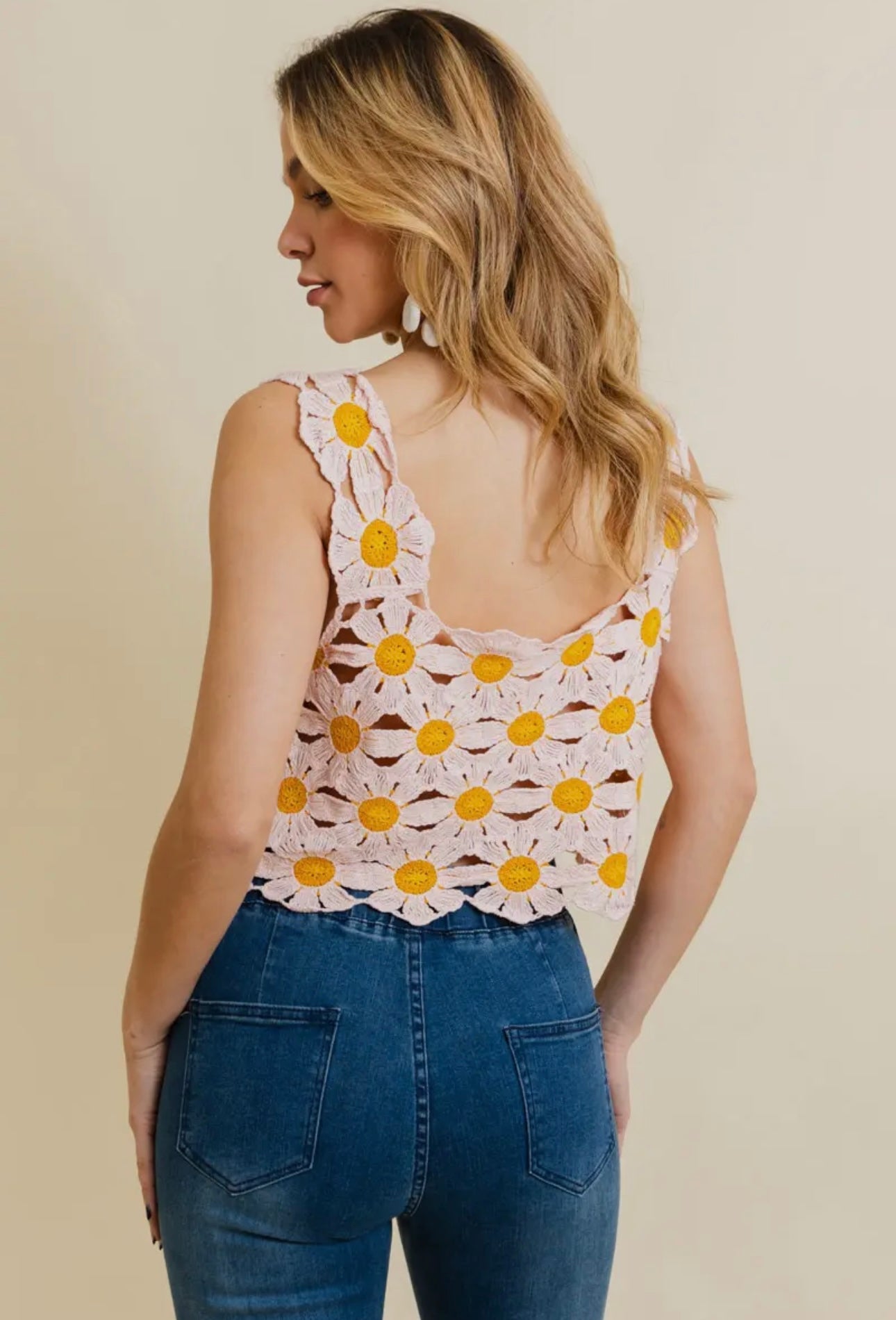 Spring Daisy Crochet Crop Top
