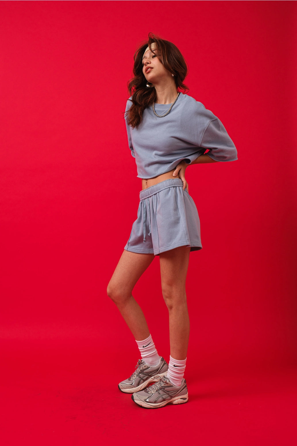 Blue Terry Short Sleeve Top