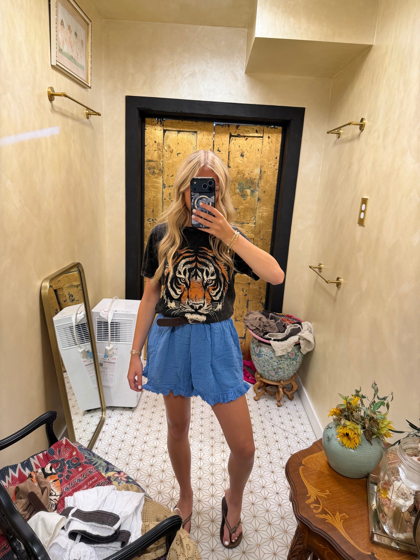 BLUE COTTON SHORTS