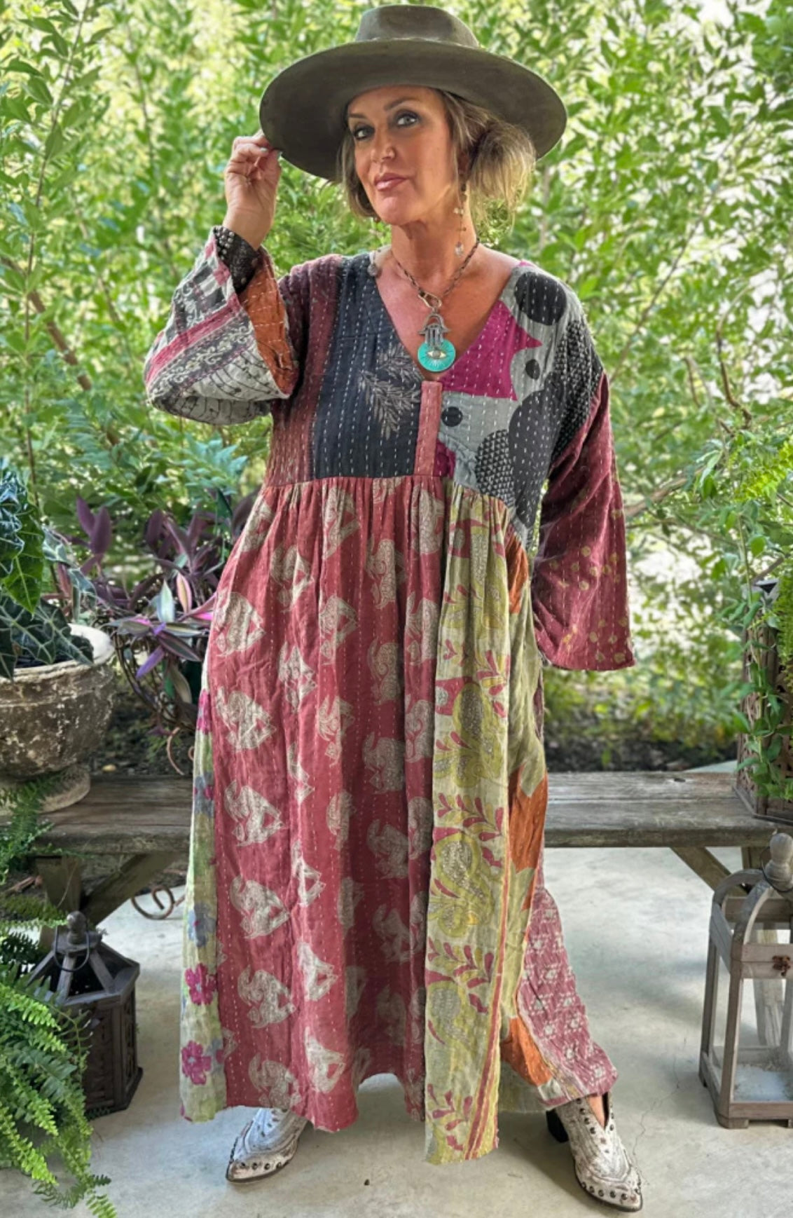Kantha Sunrise Kaftan Dress