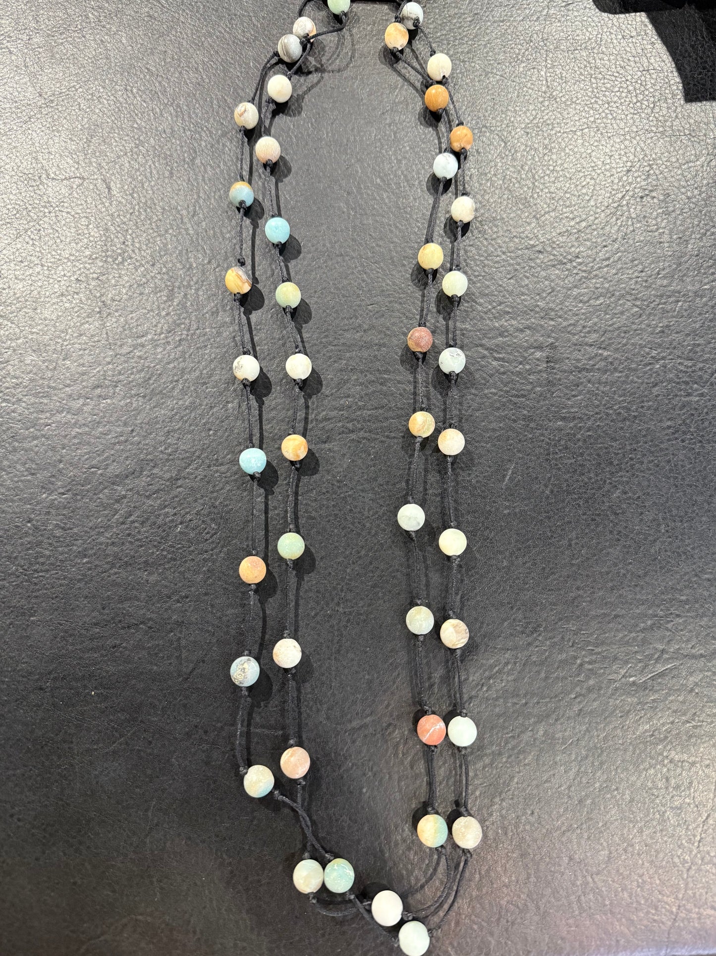 70” Matt Amazonite Knotted Necklace