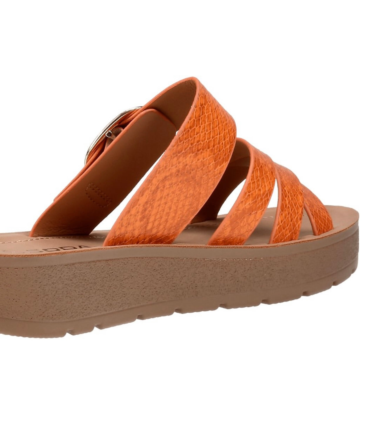 Orange Snake Print Strappy Semi Platforn Sandals