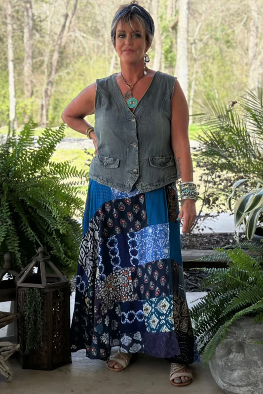 Patchwork Sunrise Wrap Skirt