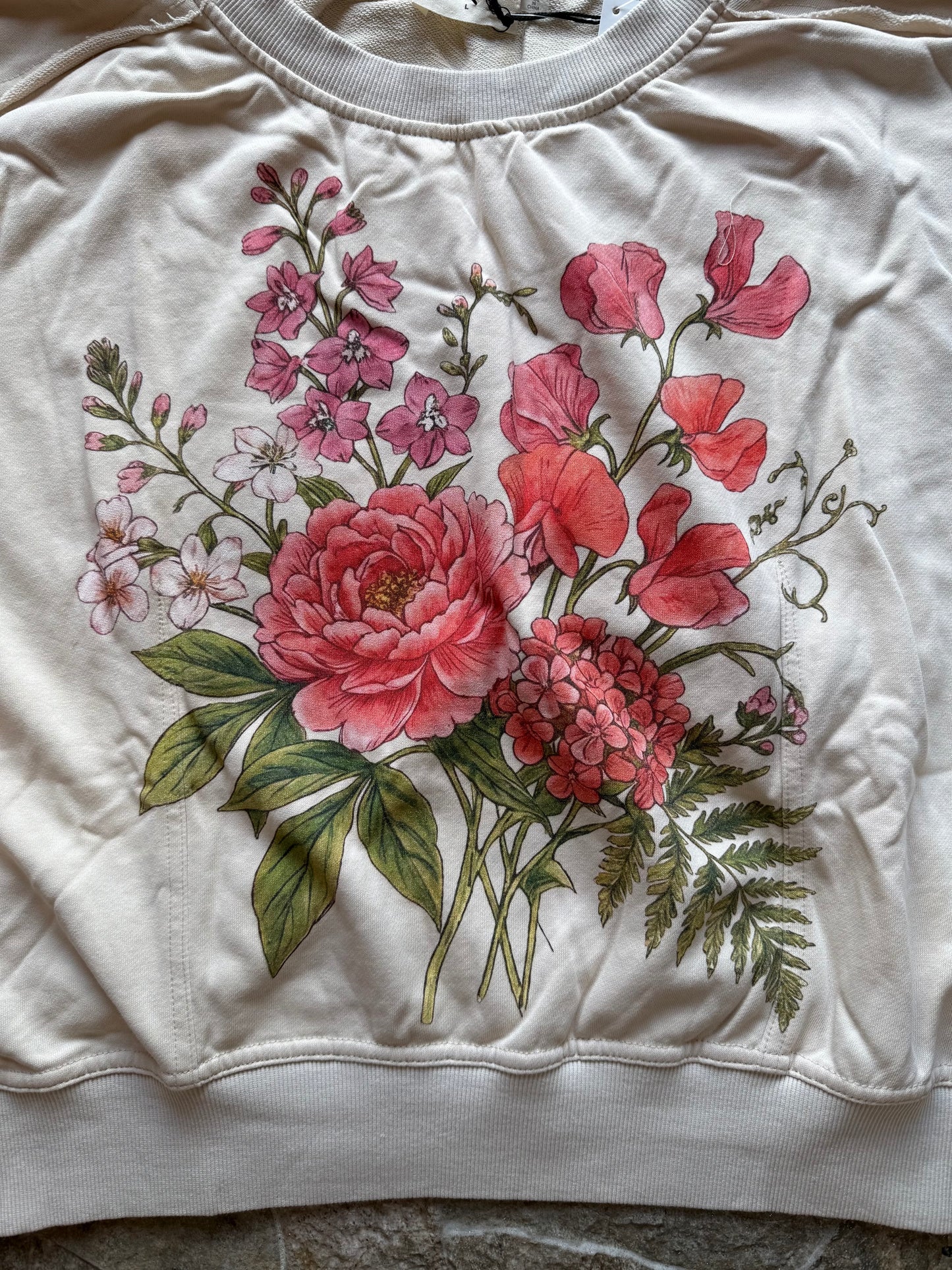 Vintage Botanical Floral Cropped Sweatshirt