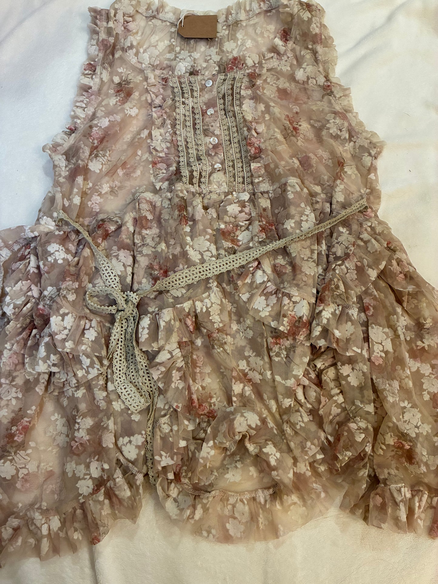 Tan Sheer Floral Top