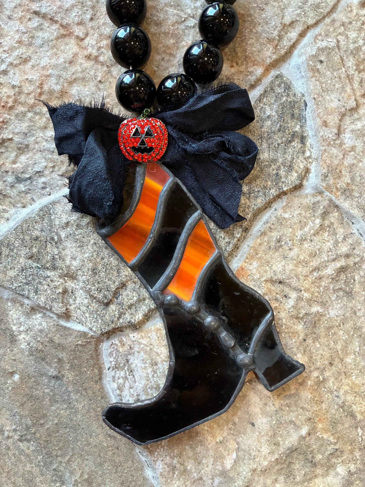 Beaded Witches Shoe Necklace